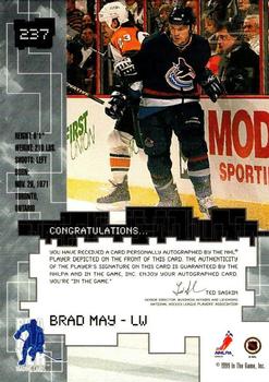 1999-00 Be a Player Millennium Signature Series - Autographs Gold #237 Brad May Back
