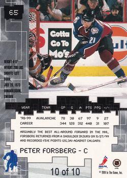 1999-00 Be a Player Millennium Signature Series - Emerald #65 Peter Forsberg Back