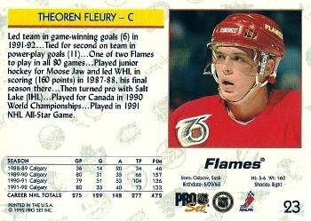1992-93 Pro Set #23 Theoren Fleury Back