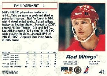 1992-93 Pro Set #41 Paul Ysebaert Back