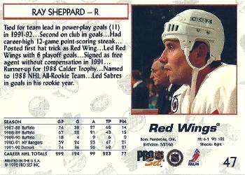 1992-93 Pro Set #47 Ray Sheppard Back