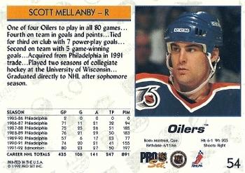 1992-93 Pro Set #54 Scott Mellanby Back