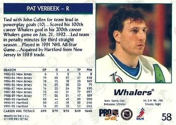 1992-93 Pro Set #58 Pat Verbeek Back