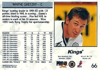 1992-93 Pro Set #66 Wayne Gretzky Back