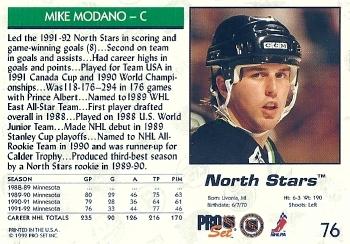 1992-93 Pro Set #76 Mike Modano Back