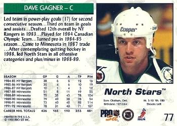 1992-93 Pro Set #77 Dave Gagner Back