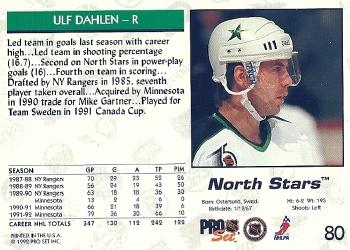 1992-93 Pro Set #80 Ulf Dahlen Back