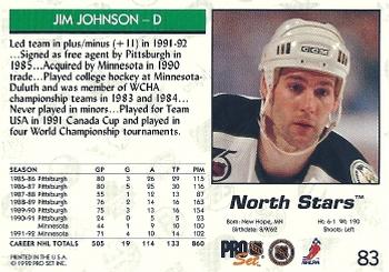 1992-93 Pro Set #83 Jim Johnson Back