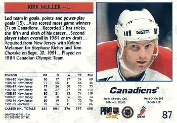 1992-93 Pro Set #87 Kirk Muller Back