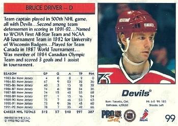 1992-93 Pro Set #99 Bruce Driver Back