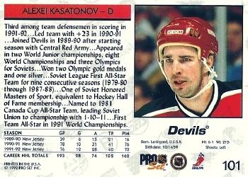 1992-93 Pro Set #101 Alexei Kasatonov Back