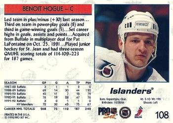 1992-93 Pro Set #108 Benoit Hogue Back