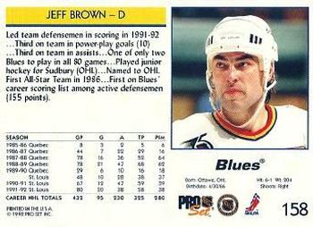 1992-93 Pro Set #158 Jeff Brown Back