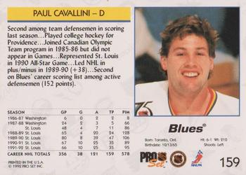 1992-93 Pro Set #159 Paul Cavallini Back