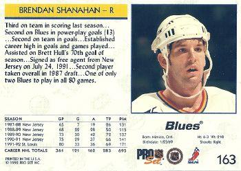 1992-93 Pro Set #163 Brendan Shanahan Back