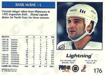 1992-93 Pro Set #176 Basil McRae Back