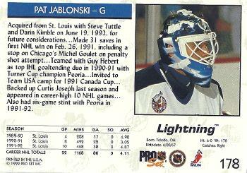 1992-93 Pro Set #178 Pat Jablonski Back