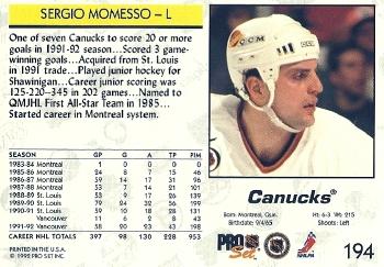 1992-93 Pro Set #194 Sergio Momesso Back