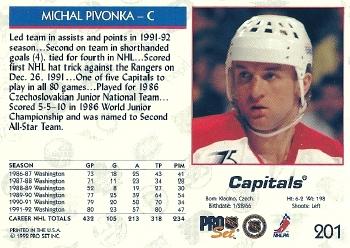 1992-93 Pro Set #201 Michal Pivonka Back
