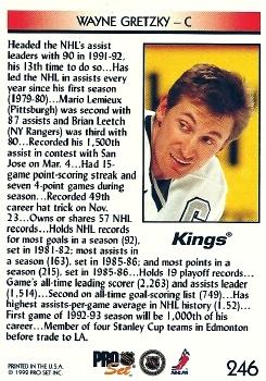1992-93 Pro Set #246 Wayne Gretzky Back