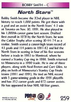 1992-93 Pro Set #259 Bobby Smith Back