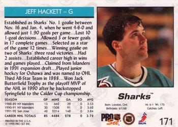 1992-93 Pro Set #171 Jeff Hackett Back