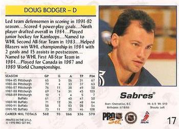 1992-93 Pro Set #17 Doug Bodger Back