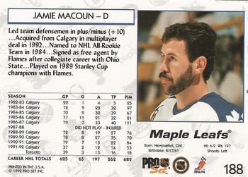 1992-93 Pro Set #188 Jamie Macoun Back