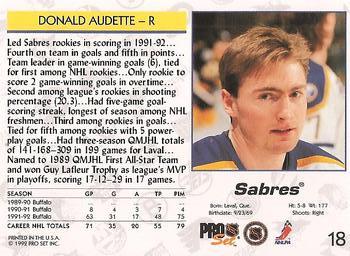 1992-93 Pro Set #18 Donald Audette Back