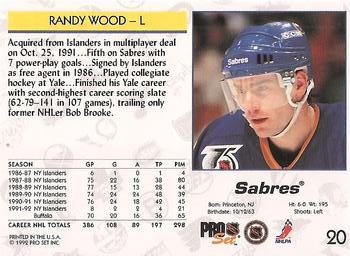 1992-93 Pro Set #20 Randy Wood Back
