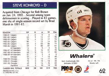 1992-93 Pro Set #62 Steve Konroyd Back