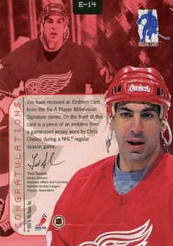 1999-00 Be a Player Millennium Signature Series - Jersey Emblems #E-14 Chris Chelios Back