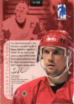 1999-00 Be a Player Millennium Signature Series - In the Numbers #N-30 Steve Yzerman Back