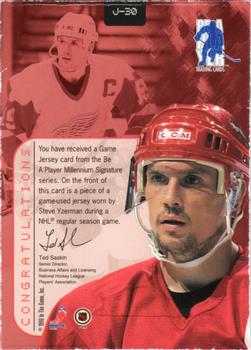1999-00 Be a Player Millennium Signature Series - Jerseys #J-30 Steve Yzerman Back