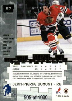 1999-00 Be a Player Millennium Signature Series - Ruby #57 Jean-Pierre Dumont Back