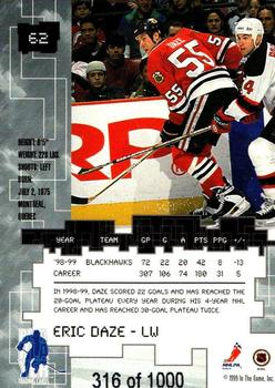 1999-00 Be a Player Millennium Signature Series - Ruby #62 Eric Daze Back