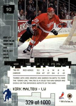 1999-00 Be a Player Millennium Signature Series - Ruby #93 Kirk Maltby Back