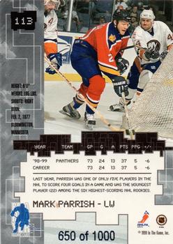 1999-00 Be a Player Millennium Signature Series - Ruby #113 Mark Parrish Back