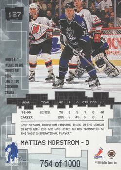 1999-00 Be a Player Millennium Signature Series - Ruby #127 Mattias Norstrom Back