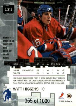 1999-00 Be a Player Millennium Signature Series - Ruby #131 Matt Higgins Back