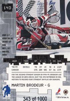 1999-00 Be a Player Millennium Signature Series - Ruby #143 Martin Brodeur Back