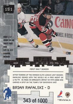 1999-00 Be a Player Millennium Signature Series - Ruby #151 Brian Rafalski Back