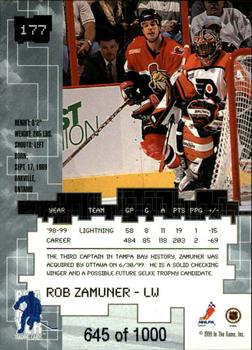 1999-00 Be a Player Millennium Signature Series - Ruby #177 Rob Zamuner Back