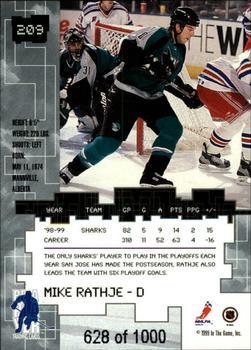 1999-00 Be a Player Millennium Signature Series - Ruby #209 Mike Rathje Back