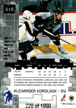 1999-00 Be a Player Millennium Signature Series - Ruby #215 Alexander Korolyuk Back