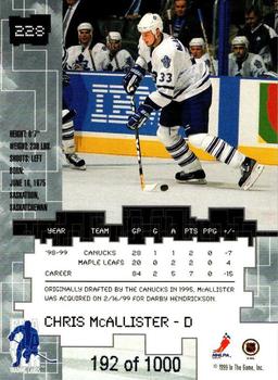 1999-00 Be a Player Millennium Signature Series - Ruby #228 Chris McAllister Back
