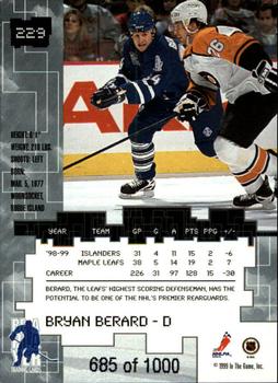 1999-00 Be a Player Millennium Signature Series - Ruby #229 Bryan Berard Back