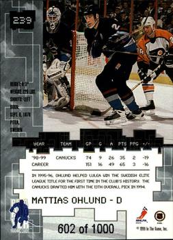 1999-00 Be a Player Millennium Signature Series - Ruby #239 Mattias Ohlund Back