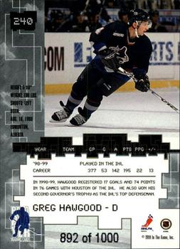 1999-00 Be a Player Millennium Signature Series - Ruby #240 Greg Hawgood Back