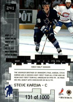 1999-00 Be a Player Millennium Signature Series - Ruby #241 Steve Kariya Back